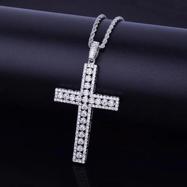 Iced Out Hollow Cross Pendant | Men's Openwork Frame Necklace | Premium Copper CZ Structural Jewelry | 3D Skeleton Bling | Caratix - CaratixJewelry