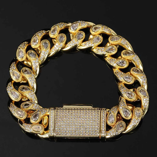 16mm Eyeglass Link Cuban Chain Bracelet Zircon for Men | Caratix Jewelry - CaratixJewelry