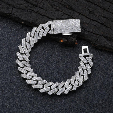 16mm Triple Row Iced-Out Cuban Link Bracelet - CaratixJewelry