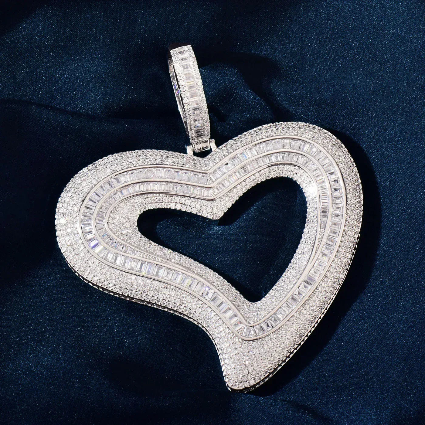 Large Hollow Heart Pendant Necklace | CZ Hip Hop Minimalist Fashion Jewelry - CaratixJewelry