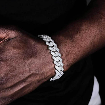-Pattern Cuban Link Bracelet with Flip Clasp Zircon - CaratixJewelry