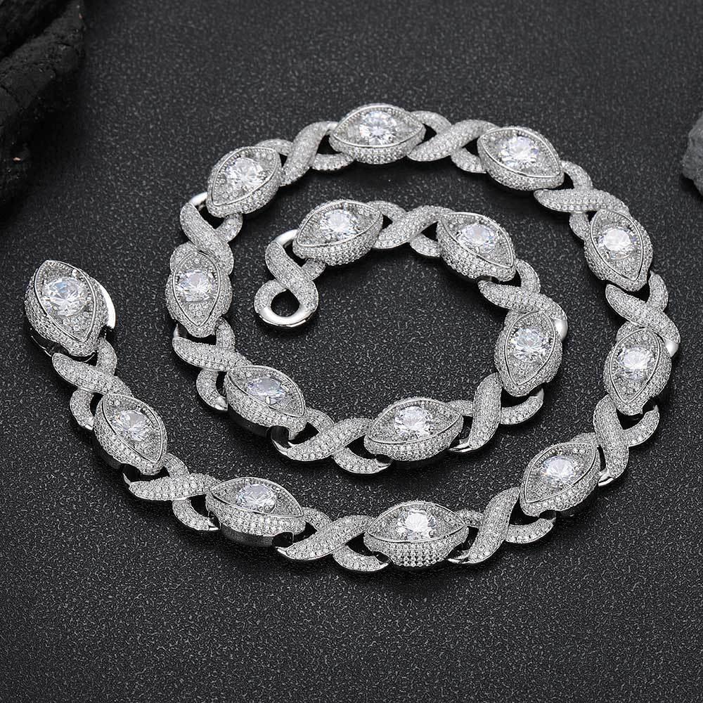 Infinity Eye Figure 8 Cuban Chain Zircon Necklace for Men | Caratix Jewelry - CaratixJewelry