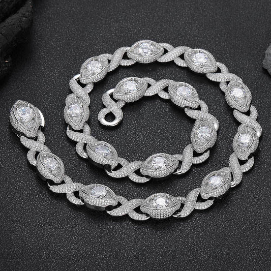 Infinity Eye Figure 8 Cuban Chain Zircon Necklace for Men | Caratix Jewelry - CaratixJewelry