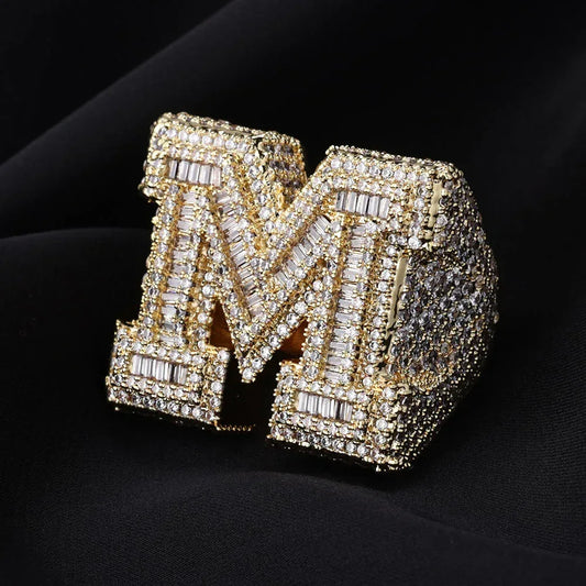 Alphabet Zircon Ring with Full s for Women | Luxury Trendy Hip Hop Jewelry | Caratix Jewelry - CaratixJewelry