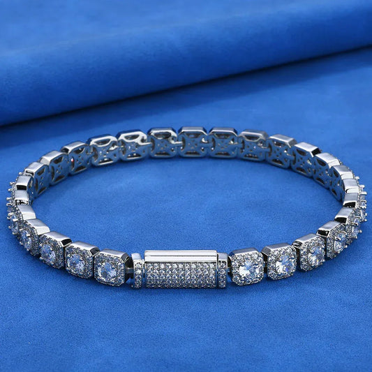 Rapper Chain 7mm S925 Silver Bracelet – CZ Ice Cube Link, Custom Hip Hop Jewelry for Men | Caratix Jewelry - CaratixJewelry