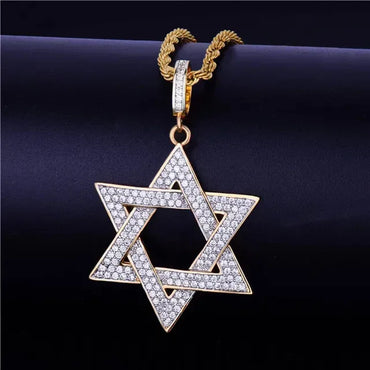 Men's Six-Pointed Star Necklace | Premium Copper CZ Geometric Jewelry Caratix - CaratixJewelry
