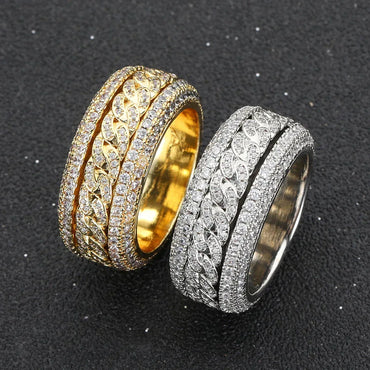 Rotating Cuban Zircon Ring for Men | Trendy Hip Hop Jewelry | Caratix Jewelry - CaratixJewelry