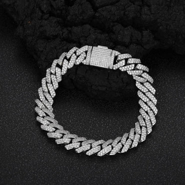 10mm -Shaped Zircon Cuban Link Bracelet - CaratixJewelry