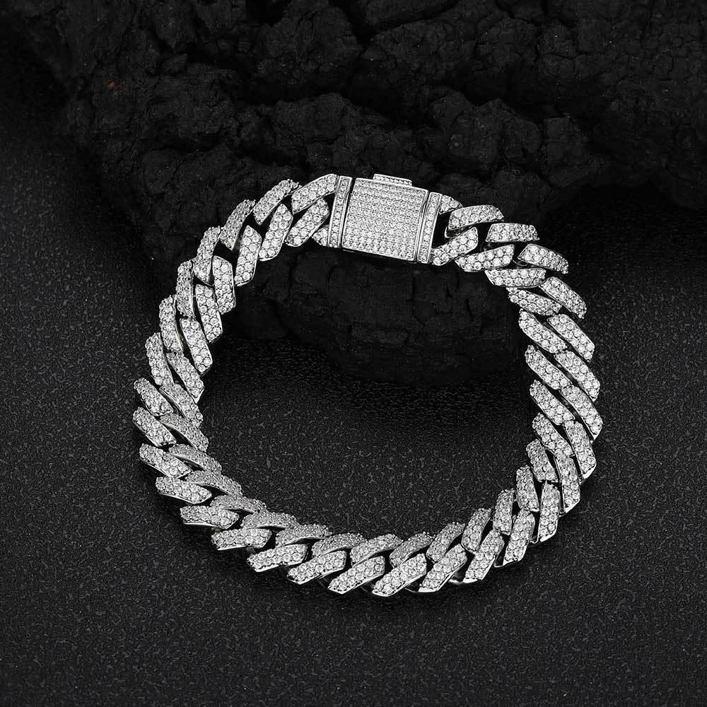 -Pattern Cuban Link Bracelet with Flip Clasp Zircon - CaratixJewelry