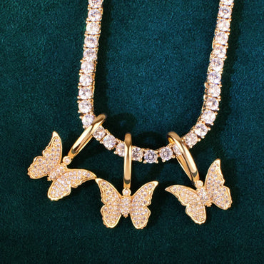 Mini Butterfly Pendant Necklace | CZ Hip Hop Unisex Streetwear Jewelry - CaratixJewelry