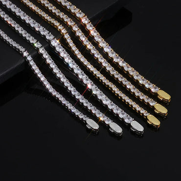 Zircon Tennis Chain Necklace Spring Clasp for Men & Women | Caratix Jewelry - CaratixJewelry