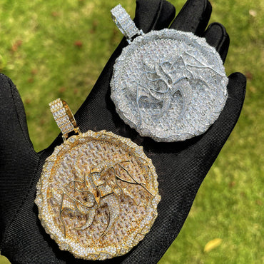 Luxury Multi-Color Iced Out Thorn Medallion Pendant | Men's Hip Hop Rainbow Zircon Disc Necklace | Premium Copper Full Circle Pendant | Caratix - CaratixJewelry