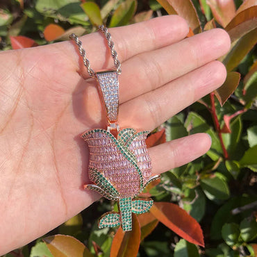Men's Vibrant Flower Necklace | Premium Copper CZ "Give Them Flowers" - CaratixJewelry