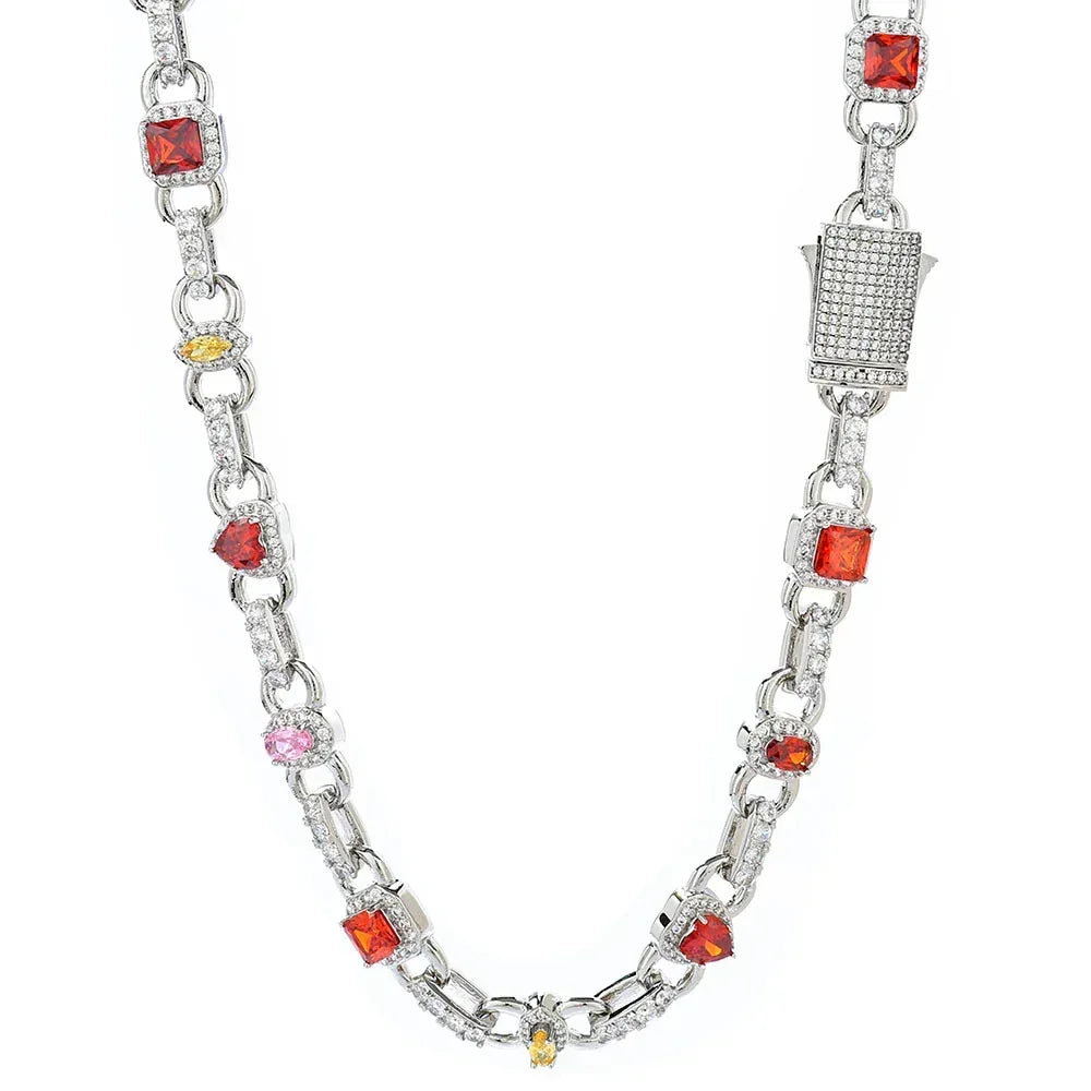 Custom Colorful Gemstone Gold Chain for Rapper | Iced Out Jewelry | Caratix - CaratixJewelry