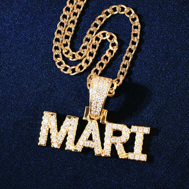 Mini Letter Pendant Necklace | CZ Hip Hop Personalized Initial Dainty Jewelry - CaratixJewelry