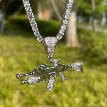 Men's Gun Necklace | Premium Copper CZ Battle Royale Jewelry - CaratixJewelry