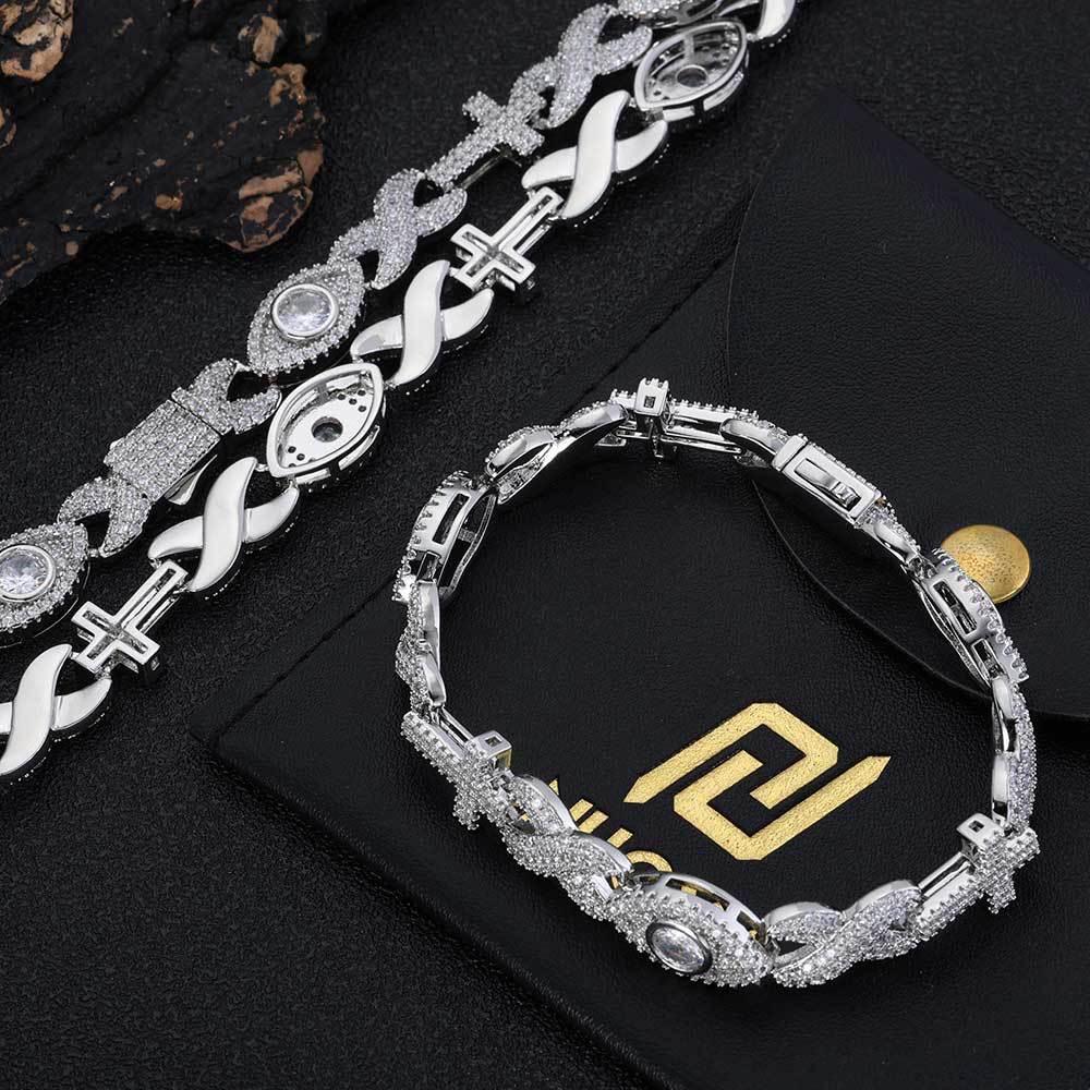 Custom Evil Eye Infinity Cross Necklace Gold Chain Style for Rapper | Caratix - CaratixJewelry