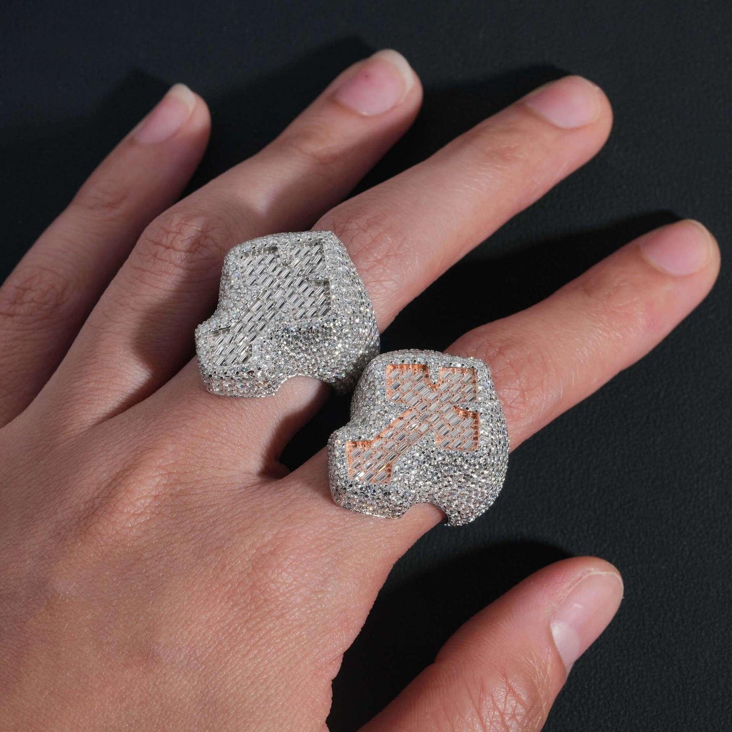 D-Color VVS Moissanite Cross Ring | S925 Silver Unisex Iced Out Hip Hop Jewelry - CaratixJewelry