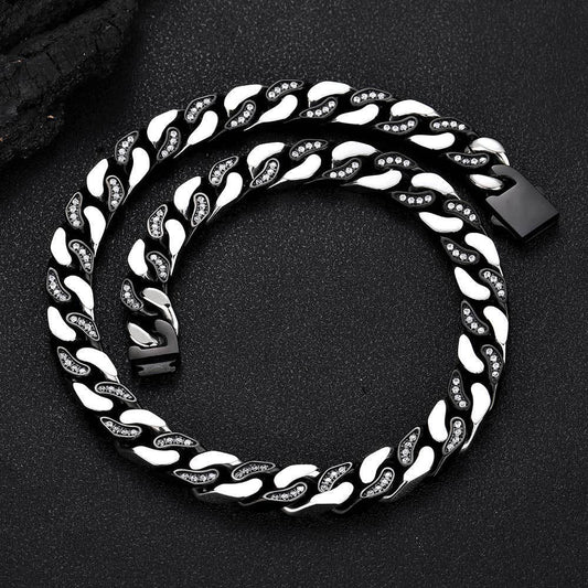 12mm Stainless Steel Iced Out Cuban Chain Zircon Necklace for Men | Caratix Jewelry - CaratixJewelry