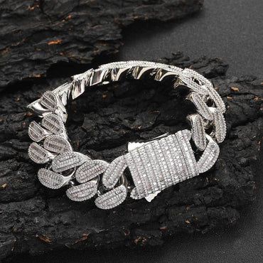 20mm Iced Out Cuban Bracelet Mixed Zircon Rapper Style - CaratixJewelry
