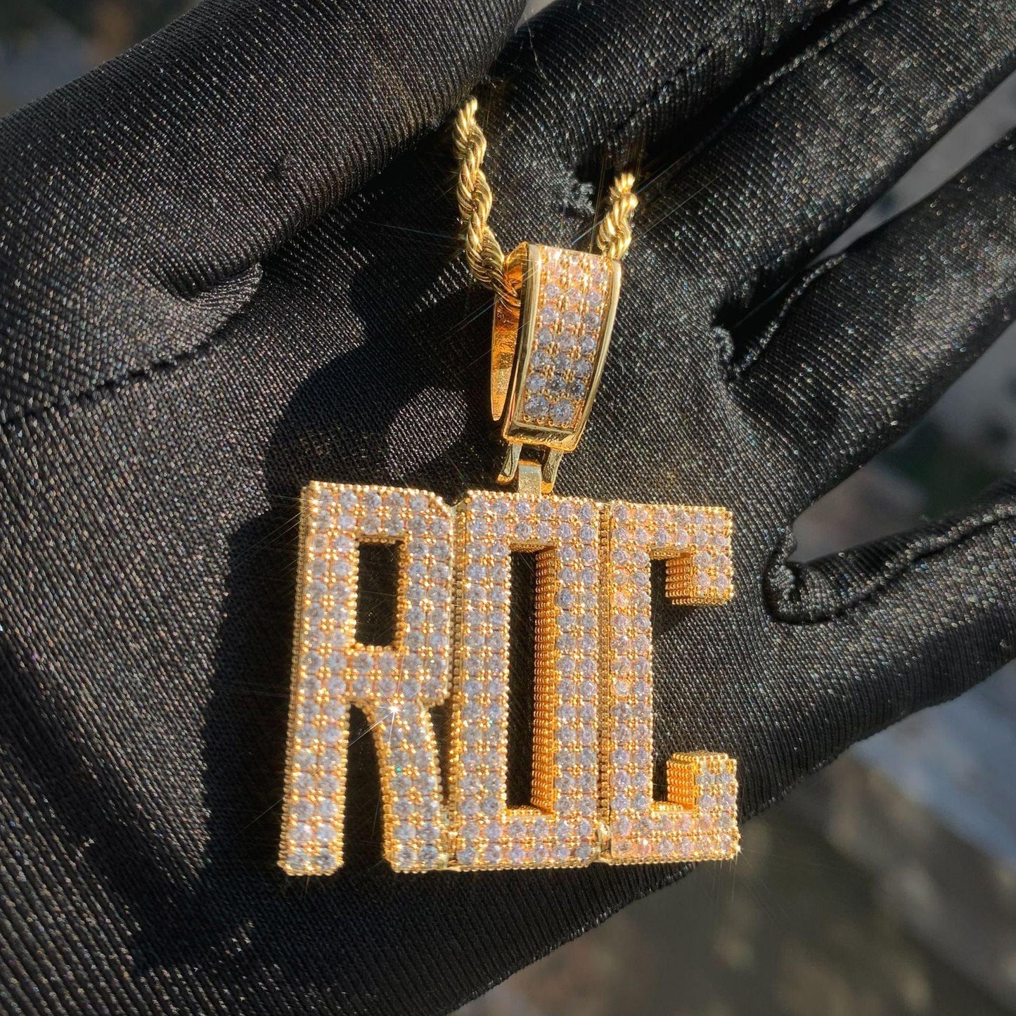 Iced Out Serif Letter Pendant | DIY CZ Initial Hip Hop Couple Fashion Necklace - CaratixJewelry