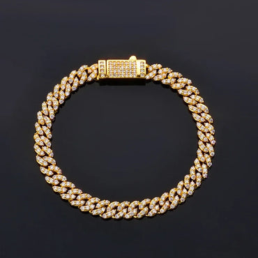 Custom 6mm Single-Row Iced Cuban Bracelet | Rapper Iced Out Chain - CaratixJewelry