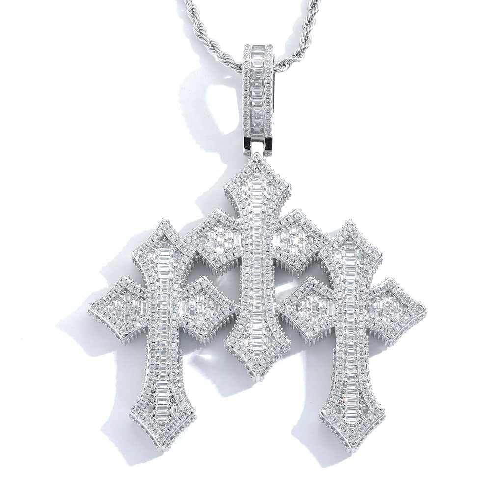 S925 Silver Moissanite Cross Pendant Necklace for Men | Caratix Jewelry - CaratixJewelry