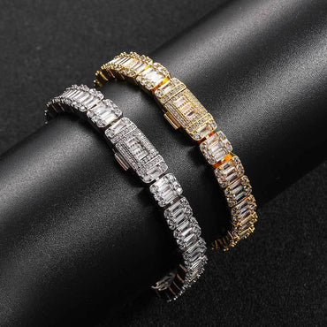 8mm Square Tennis Chain Bracelet with Mixed Zircon and Flip Clasp for Men | Caratix Jewelry - CaratixJewelry