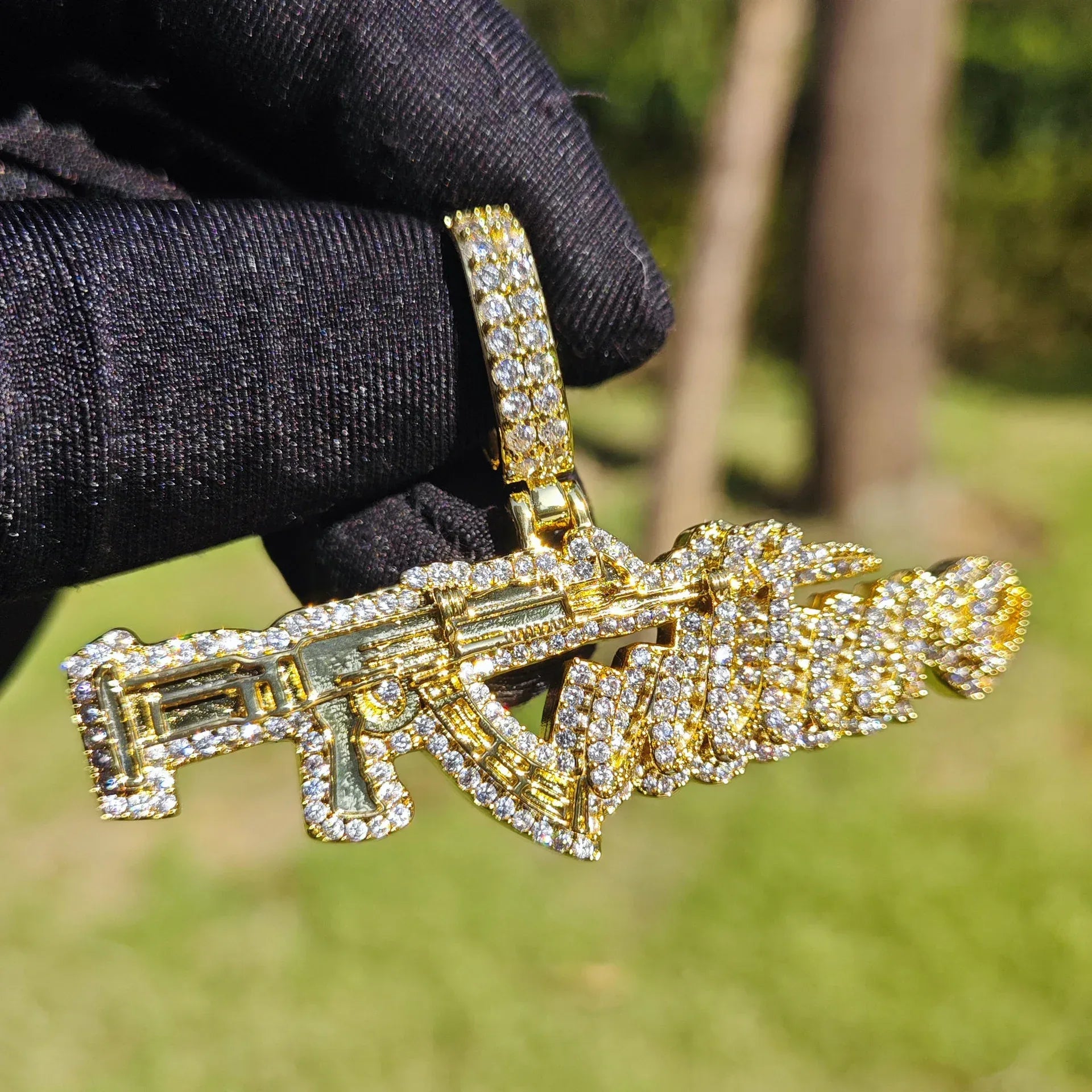 Colored AK Letter Pendant | CZ Iced Out Hip Hop Men’s Trendy Necklace - CaratixJewelry
