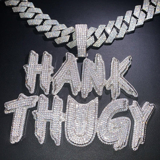 Spiked Script Letter Pendant | Iced Out CZ DIY Initial Hip Hop Necklace - CaratixJewelry