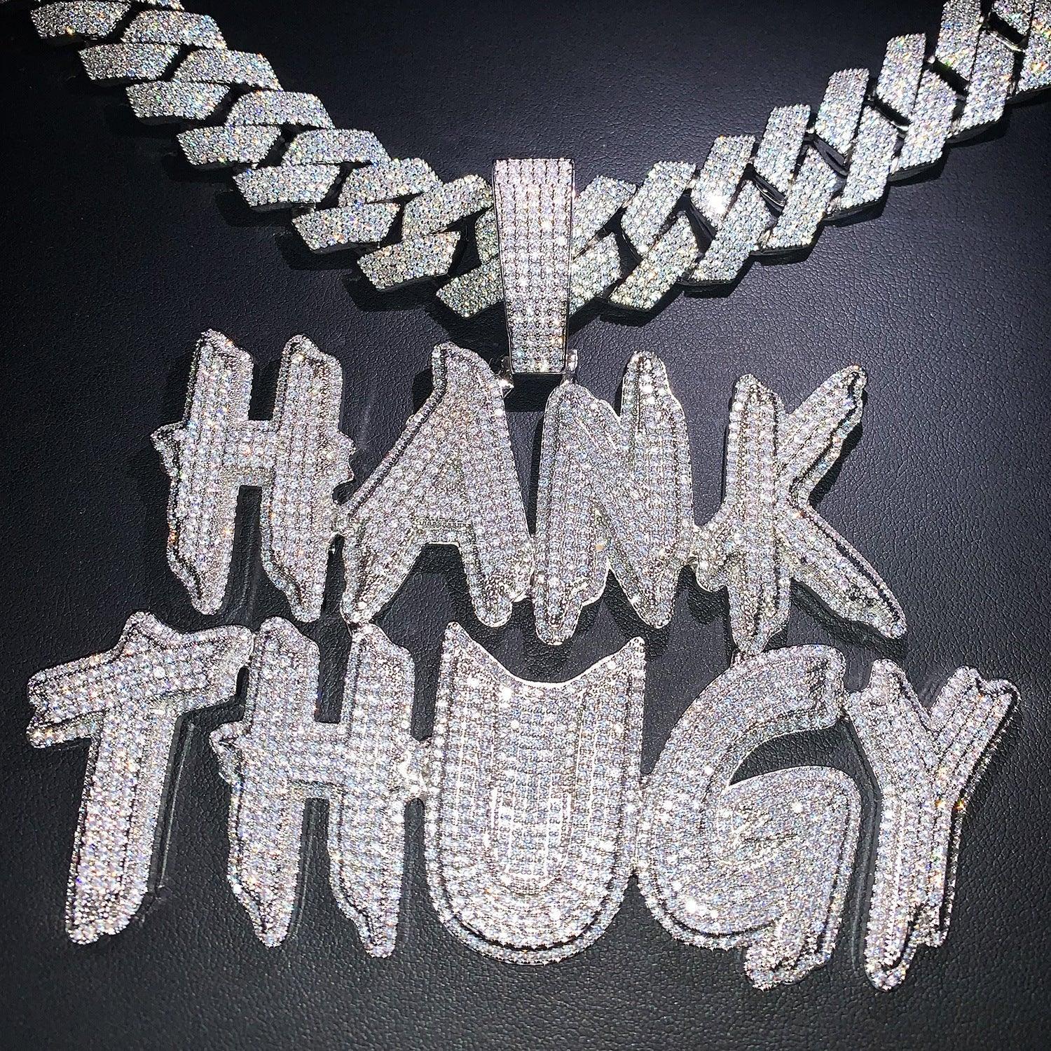 Spiked Script Letter Pendant | Iced Out CZ DIY Initial Hip Hop Necklace - CaratixJewelry