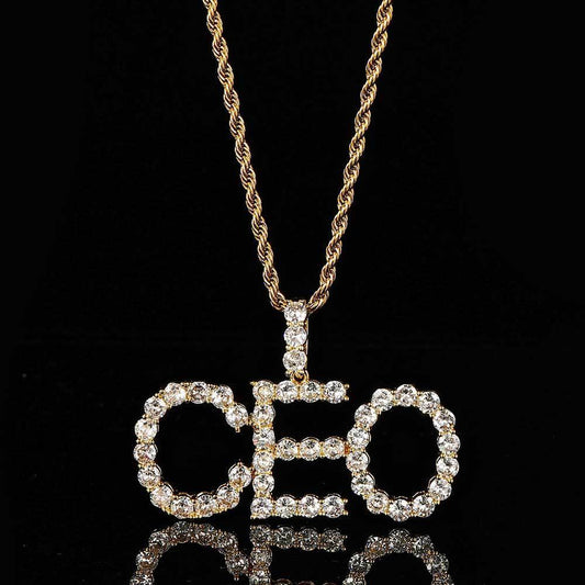 Letter Combination Pendant Necklace with Single Row Zircon Stones for Men | Caratix Jewelry - CaratixJewelry