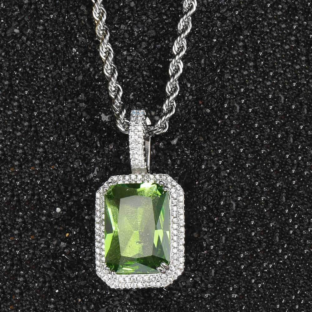 Custom Colored Gemstone Pendant Necklace with Zircon Stones for Men and Women | Caratix Jewelry - CaratixJewelry