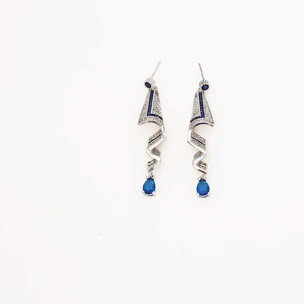 Elegant Satin Texture Zircon Long Earrings - Luxury Dangle