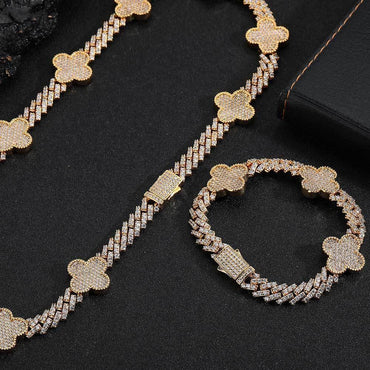 Shape Cuban Chain Zircon Necklace with Spring Clasp for Men | Caratix Jewelry - CaratixJewelry