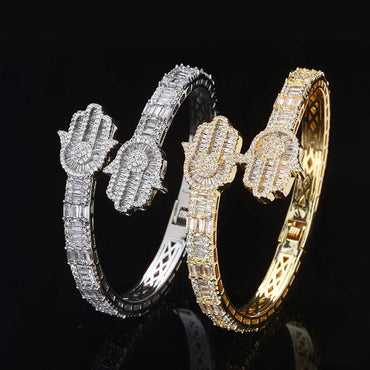 Mixed Zircon Hand of Fatima Bracelet for Men | High-End Hip Hop Jewelry | Caratix Jewelry - CaratixJewelry