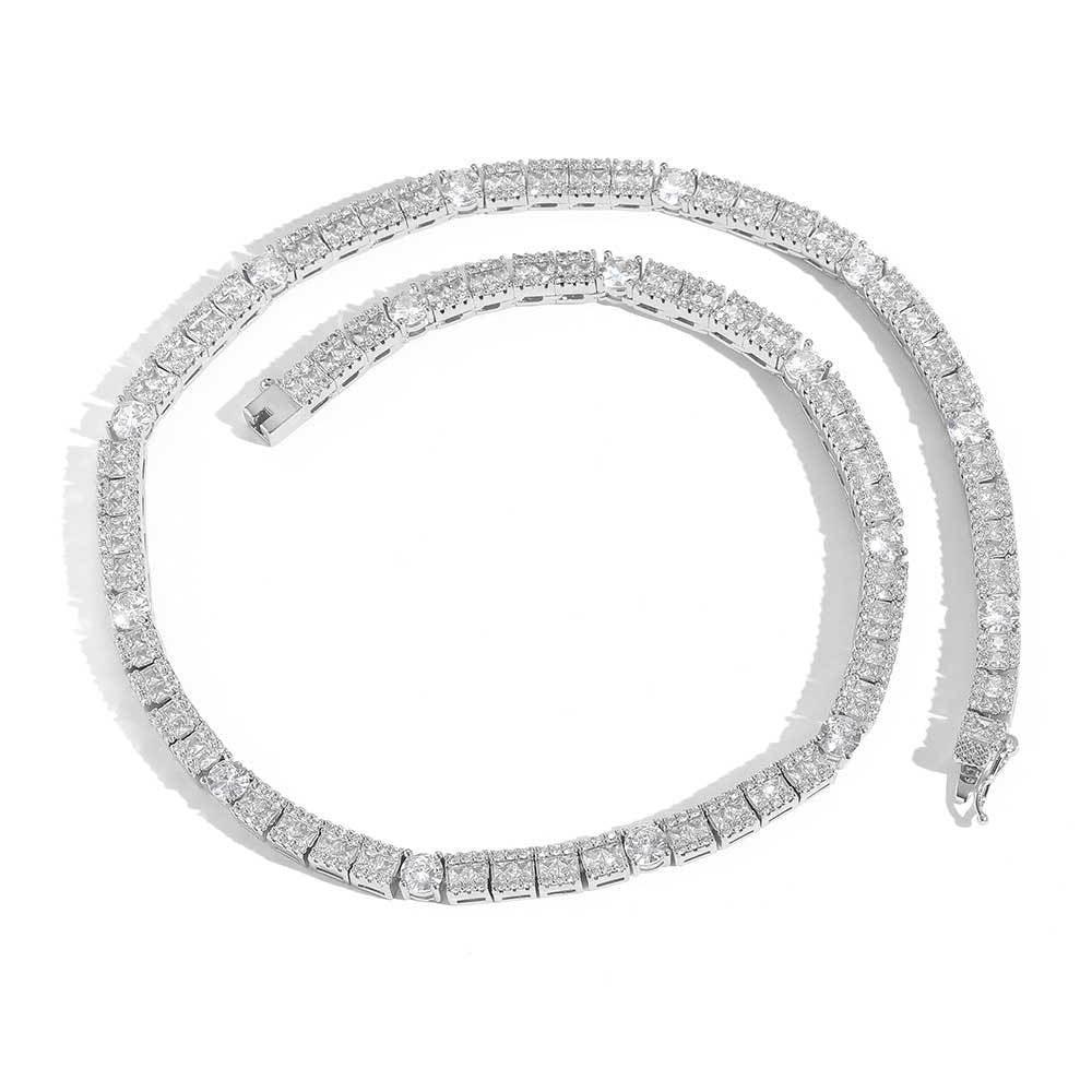 Custom 6mm Round & Square Mixed-Cut Tennis Chain Hip Hop Jewelry | Caratix - CaratixJewelry