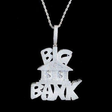 Iced Out "Big Bank" Letter Pendant | Men's Real Copper Money Statement Necklace - CaratixJewelry