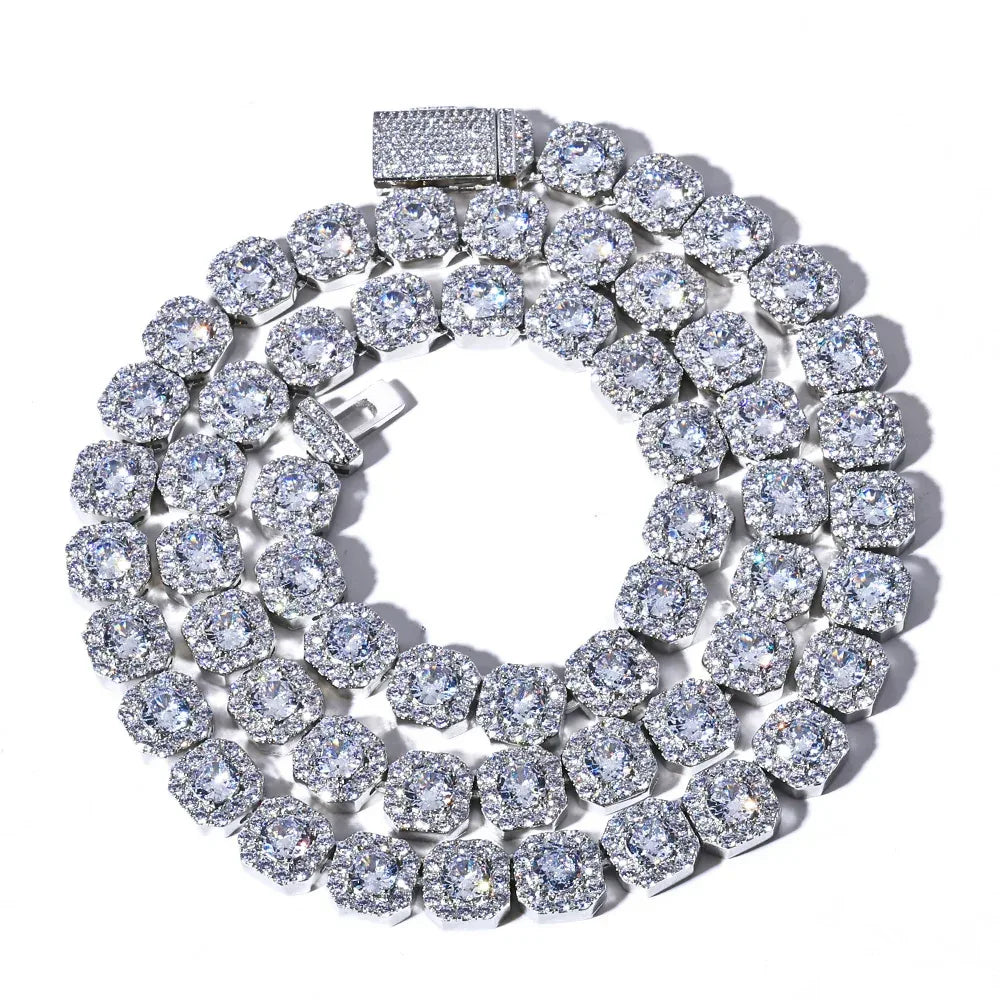 Square Iced Out Chain Necklace with Zircon Stones for Men | Trendy Hip Hop Jewelry | Caratix Jewelry - CaratixJewelry