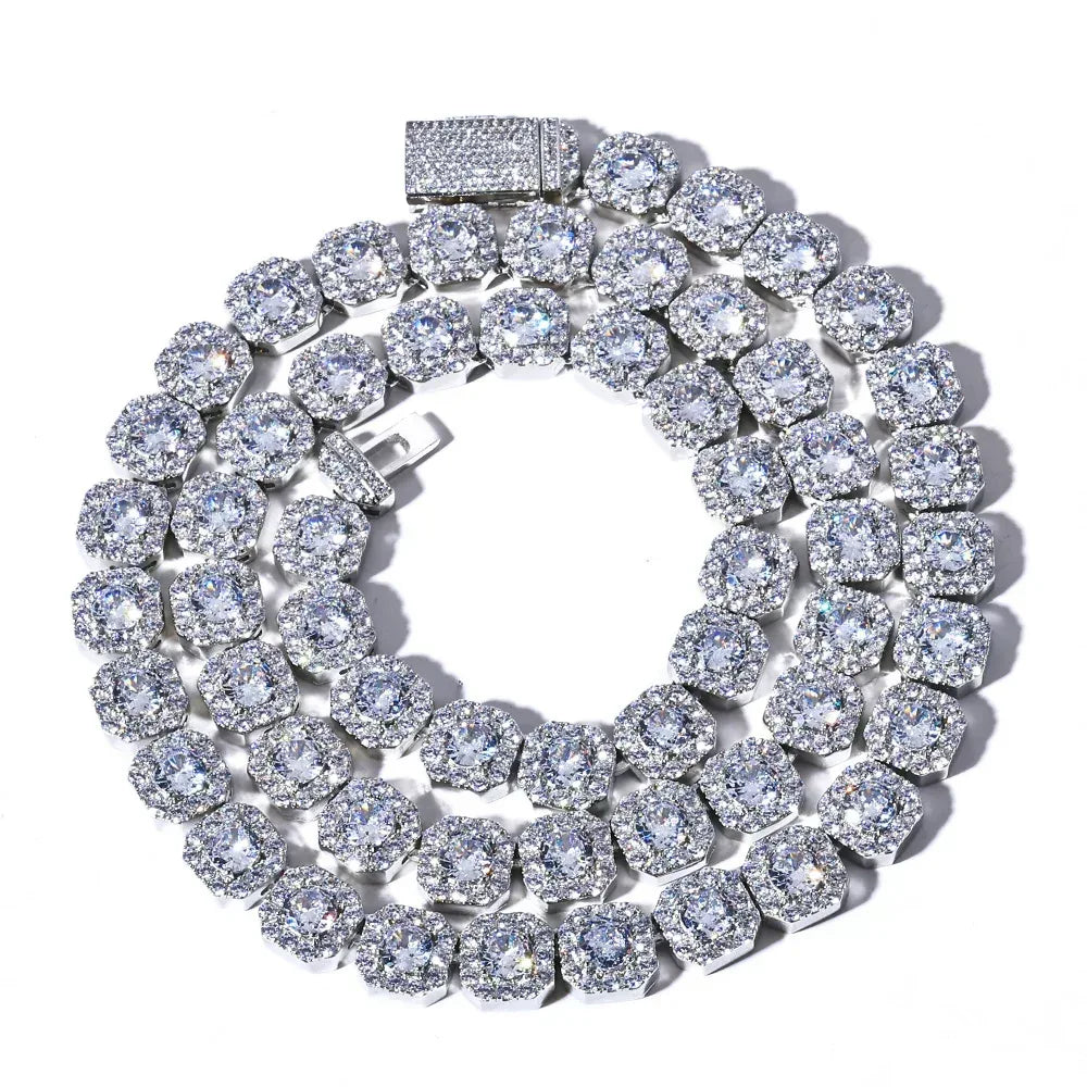 Square Iced Out Chain Necklace with Zircon Stones for Men | Trendy Hip Hop Jewelry | Caratix Jewelry - CaratixJewelry