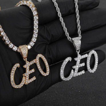 DIY Calligraphy Letter and Number Pendant Necklace with Micro-Pave Zircon for Men and Women | Caratix Jewelry - CaratixJewelry