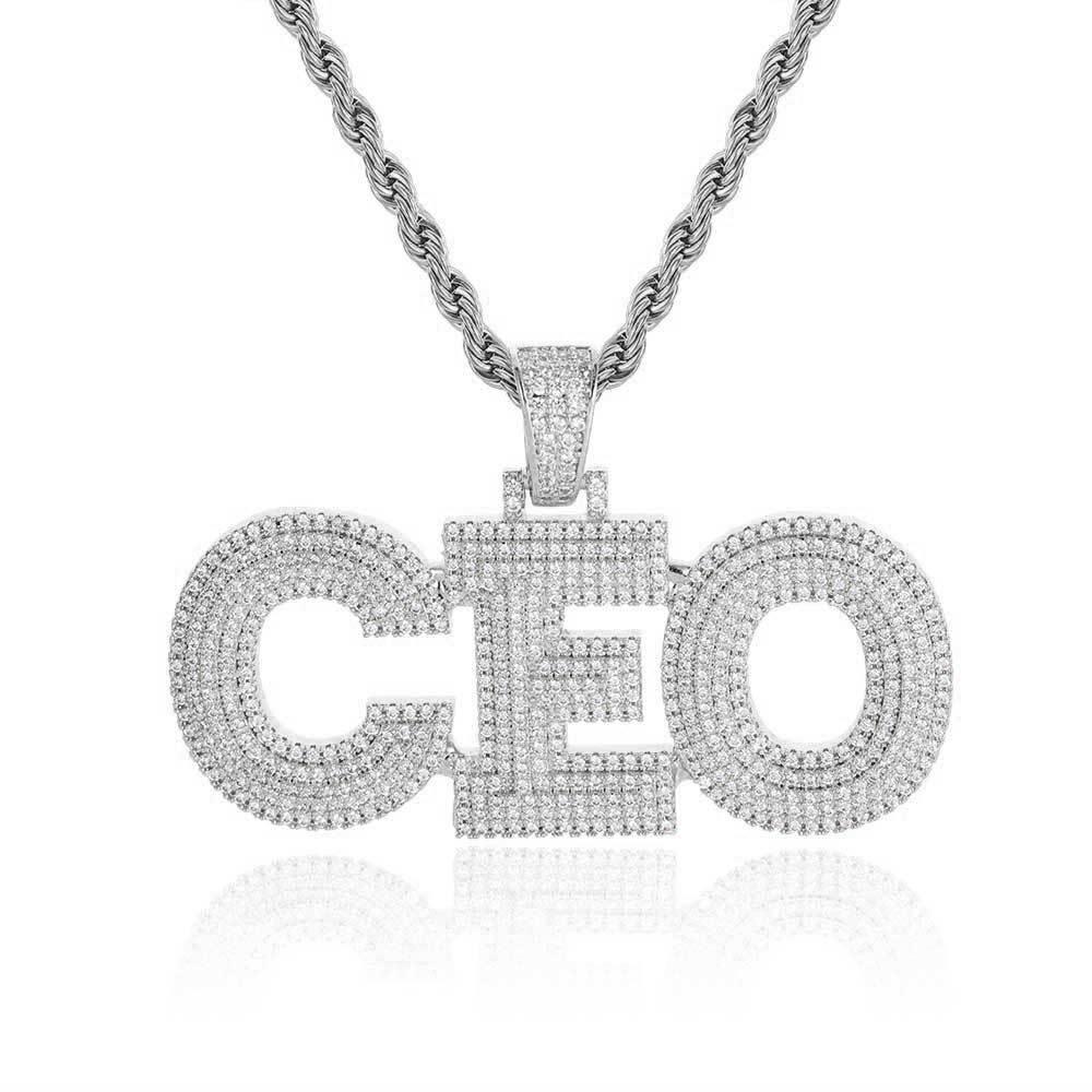 DIY 3-Layer Letter Pendant Necklace with Copper Frame and Full Zircon Stones for Men and Women | Caratix Jewelry - CaratixJewelry
