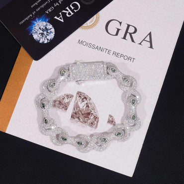 13mm Moissanite Figure-Eight Bracelet | S925 Silver Iced Out Hip Hop Jewelry - CaratixJewelry