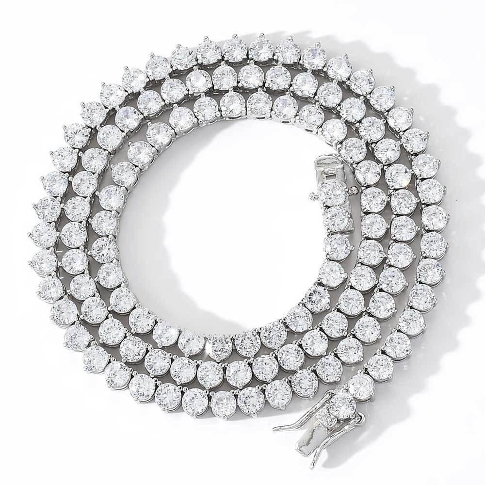 4mm Micro Pave Zircon Tennis Chain Necklace Single Row for Men & Women | Caratix Jewelry - CaratixJewelry