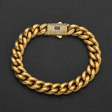 Clasp Cuban Link Bracelet with Polished Stainless Steel - CaratixJewelry