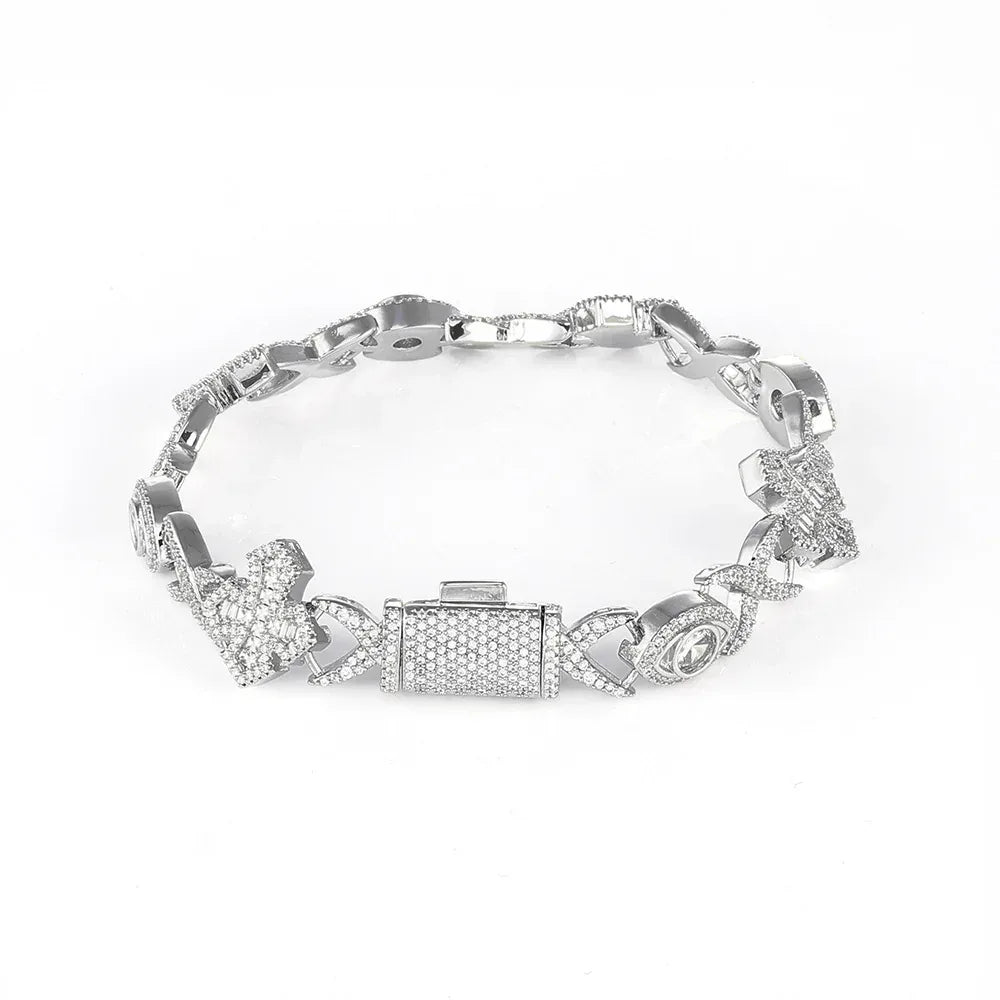 Iced Out Eye Cross Zircon Hip Hop Bling Bracelet for Men | Caratix Jewelry - CaratixJewelry