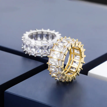 Rectangular Pave Zirconia Ring | Luxury Geometric Band | Caratix
