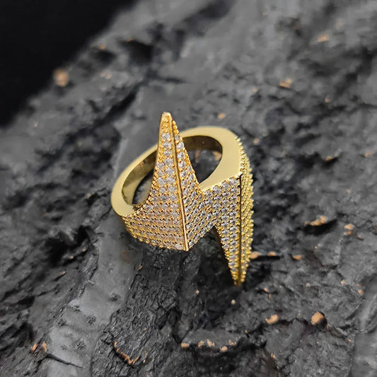 Lightning Bolt Zircon Ring for Men | Luxury Hip Hop Jewelry | Caratix Jewelry - CaratixJewelry