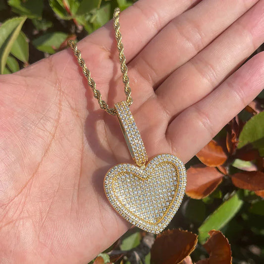 Unisex Real 18K Gold Plated Necklace | Modern 3D Inverted Love Jewelry Caratix - CaratixJewelry