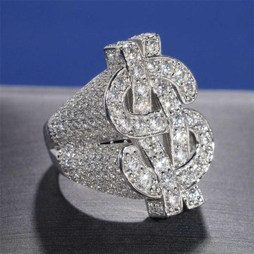 D-Color Moissanite Dollar Ring | S925 Silver Men’s Iced Out Hip Hop Jewelry - CaratixJewelry